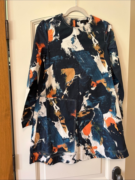 COS Dresses & Skirts - COS Navy, White & Orange Abstract Brushstroke Shift Dress GORGEOUS